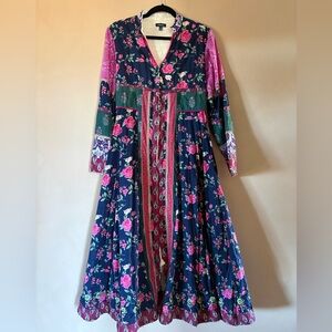 J. Peterman Patchwork Floral Maxi Dress Or Duster